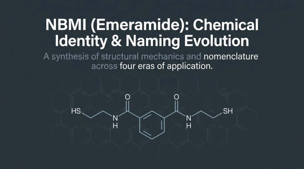 NBMI (Emeramide): Chemical Identity & Naming Evolution title graphic showing the NBMI structure